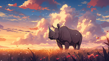 Majestic Rhino Sunset, Animal, rhino HD wallpaper
