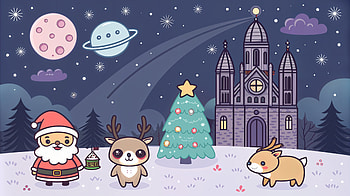Cute Christmas Magic in Ultra, cute christmas, cartoon, Christmas, Santa, reindeer HD wallpaper