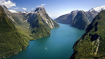 Montanhas, ceu, azul, rio, bonito, agua, nuvens, natureza HD wallpaper