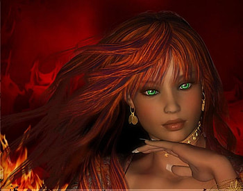 Lady, abstract, fantasy, red HD wallpaper