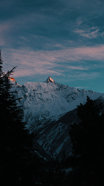 Nature, Mountains, Vertex, Top, Dark, Snow Covered, Snowbound HD phone wallpaper