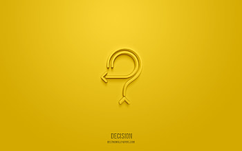 Decision 3d icon, yellow background, 3d symbols, Decision, business icons, 3d icons, Decision sign, business 3d icons HD wallpaper