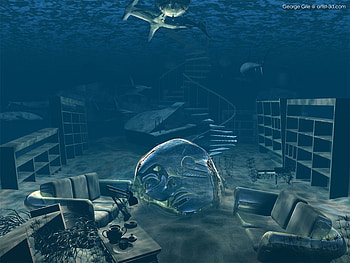 3d art, blue, underwater, 3d, art HD wallpaper