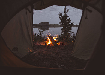 Fire, Bonfire, Dark, Sparks, Tent, Camping, Campsite HD wallpaper