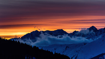 Swiss Sunset Mountains , sunset, mountains, sky, nature HD wallpaper