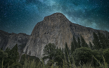 El Capitan, Yosemite, night sky, mountain HD wallpaper