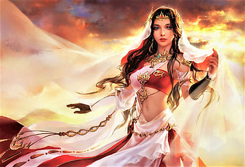 Fantasy girl, frumusete, fantasy, red, luminos, princess HD wallpaper