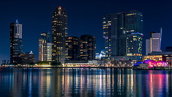 Rotterdam skyline, Cityscape , Netherlands nightscape, World view HD wallpaper