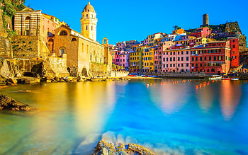 Cinque Terre, Coast sea, Sunset Vernazza, High-quality HD wallpaper