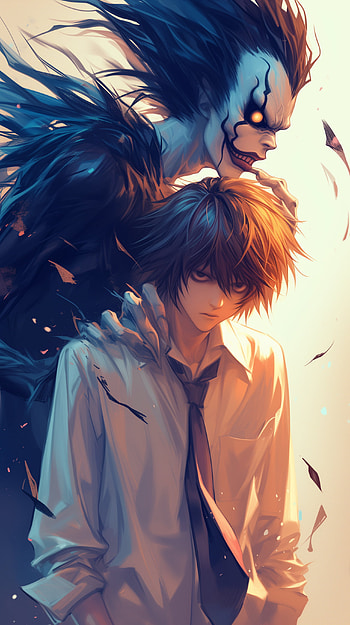 Death Note Anime - Ryuk and L Dueling Shadows, Anime, Death Note, L (Death Note) HD phone wallpaper