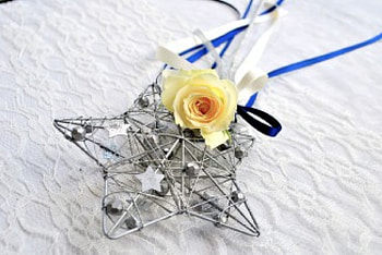 CHRISTMAS Silver Star, blue, white, entertainment, ribbon, star, rose, fashion, satin, love, christmas, ivory, silver, forever, bow HD wallpaper