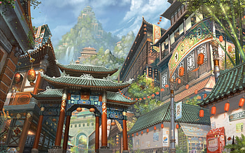 Anime, Cities, Houses HD wallpaper