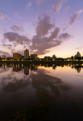 Cities, Water, City, Building, Lake, Reflection, Shore, Bank HD phone wallpaper