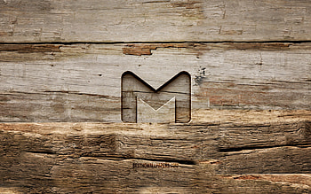 Gmail wooden logo, , wooden backgrounds, brands, Gmail logo, creative, wood carving, Gmail HD wallpaper