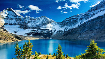 Emerald Lake, Yoho National Park, British Columbia, clouds, trees, sky, water, canada, mountains, reflections HD wallpaper