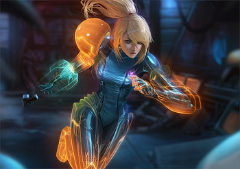 Run, modern armour, anime girl HD wallpaper