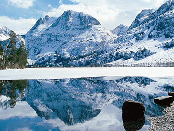 Nature, Stones, Mountains, Ice, Snow, Lake, Shore, Bank, California, Nevada HD wallpaper