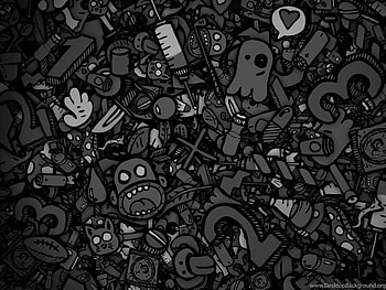 iPad Black Cartoon Background Cartoon & Comics, iPad, Black and White Cartoon HD wallpaper