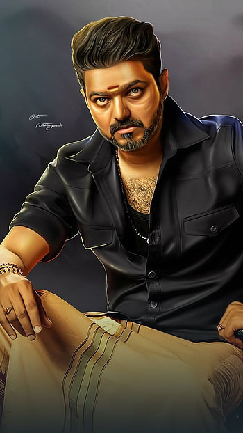 Vijay , Black Theme, poster HD phone wallpaper