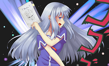 Masuzu Natsukawa, long, white hair, anime HD wallpaper