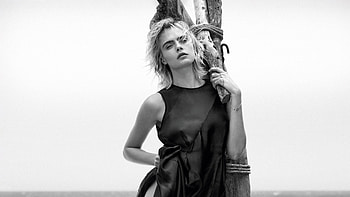 Cara Delevingne Marie Claire Magazine, cara-delevingne, celebrities, girls, hoot, monochrome, black-and-white HD wallpaper
