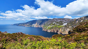 Sliabh Liag, Donegal, Ireland, rocks, coast, sea, clouds, landscape, sky HD wallpaper