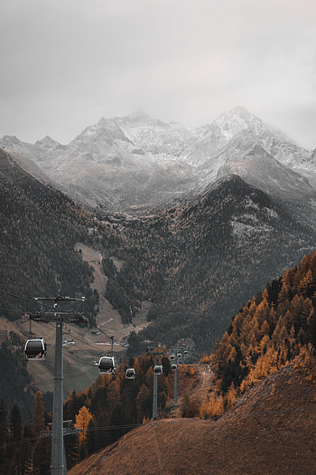 Nature, Mountains, Forest, Slopes, Lift, Cable Car, Cableway HD phone wallpaper