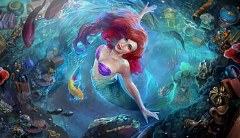 Ariel, clayscence art, water, vara, siren, frumusete, mermaid, gorgeous, superb, summer, fantasy, luminos, redhead HD wallpaper
