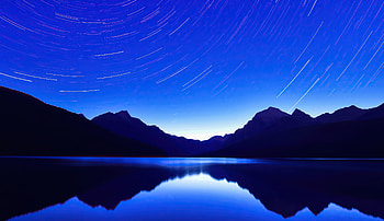 Blue Lake Star Trails , lake, stars, sky, nature HD wallpaper
