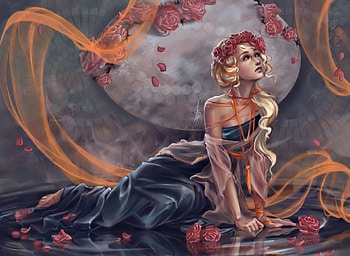 Fantasy Girl with Roses, Roses, Girl, pretty, Fantasy HD wallpaper