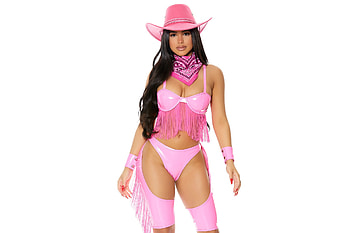 Pink, cowgirls, model, brunettes, hats HD wallpaper