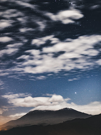 Nature, Stars, Twilight, Clouds, Mountain, Long Exposure, Dusk HD phone wallpaper