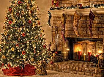 Christmas Fireplace, Decorated tree, Festive , Christopher Thompson HD wallpaper