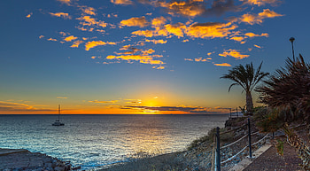 The Canary Islands, nature, boat, ocean, sky, sunset HD wallpaper