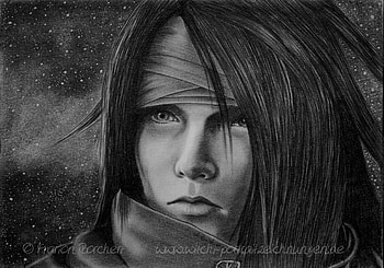 Black n White: Vincent Valentine, hero, fantasy, vincent valentine, black and white, smart, eye, guy, hair HD wallpaper