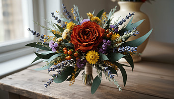Autumn Dried Bouquet —, Bouquet, Rose, Lavender HD wallpaper