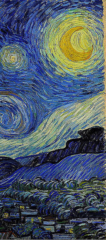 The Starry Night, detailed artwork, Vincent van Gogh, artistic expression HD phone wallpaper