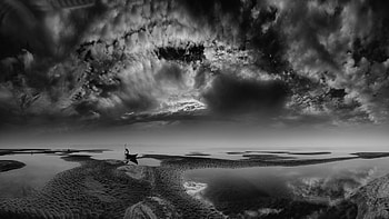 Monochrome boat, Sunrise water, Bangladesh river, Nature HD wallpaper