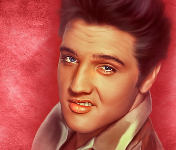 Elvis Presley, art, man, singer, painting, artist, red, actor, face HD wallpaper