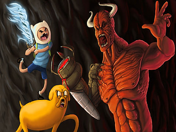 I'M COMING FOR YOU!!!, jake, finn, adventure time, monster HD wallpaper