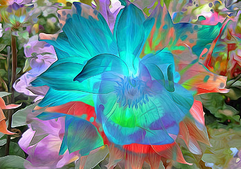 Flower, blue, pink, painting, art, green, poster HD wallpaper