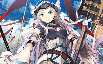 Anime Log Horizon Lenessia Erhart Cowen armor flag axes anime HD wallpaper