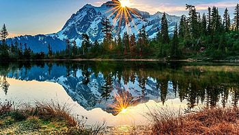 Mountain lake delight, perfection, Nature's calm oasis, Majestic scenery HD wallpaper