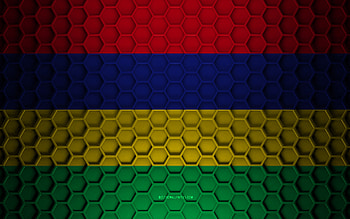 Mauritius flag, 3d hexagons texture, Mauritius, 3d texture, Mauritius 3d flag, metal texture, flag of Mauritius HD wallpaper