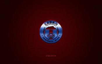 Sabah FC, Malaysian football club, blue logo, red carbon fiber background, Malaysia Super League, football, Sabah, Malaysia, Sabah FC logo HD wallpaper