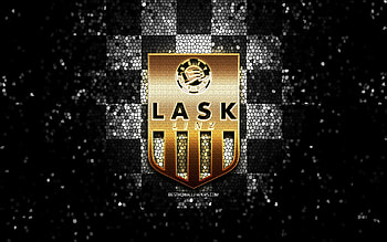 LASK Linz FC, glitter logo, Austrian Bundesliga, white black checkered background, soccer, austrian football club, LASK Linz logo, mosaic art, football, LASK Linz, Austria HD wallpaper
