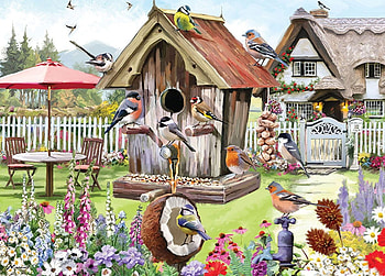 Birds house, cottage, art, bird, house, pasari HD wallpaper