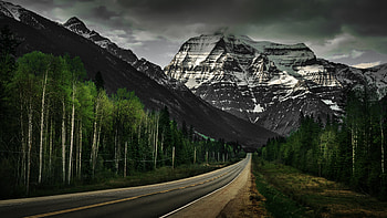 Snow, Mountain, Road HD wallpaper