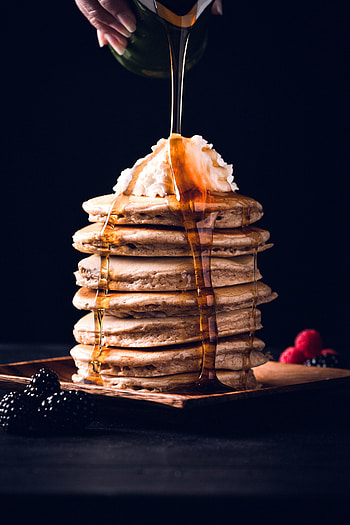 Food, Desert, Berries, Sweet, Pancakes, Bakery Products, Baking, Honey HD phone wallpaper