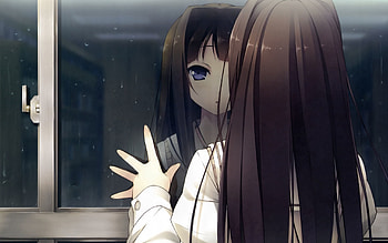 Anime, Rain, Drops, Reflection, Sight, Opinion, Girl, Window HD wallpaper